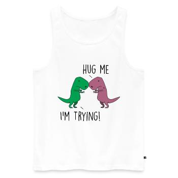 Dino Hug me, I'm trying - Men's Premium Organic Tank Top - white - Front - AI Model Male 178 light (178cm)