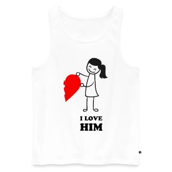 Valentinstag|Love Him - Männer Premium Bio Tank Top - Weiß - Vorne - AI Model Male 178 light (178cm)
