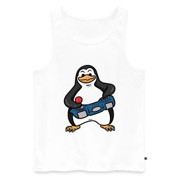 PLAYING PENGUIN , PINGUIN - Männer Premium Bio Tank Top - Weiß - Vorne - Michal (187cm)