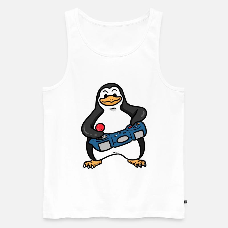 PLAYING PENGUIN , PINGUIN - Männer Premium Bio Tank Top - Weiß