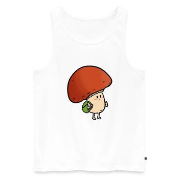 Champignon étudiant, Champignon - Débardeur bio Premium Homme - blanc - Devant - AI Model Male 178 light (178cm)