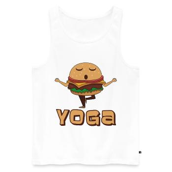 Yoga burgers - Men's Premium Organic Tank Top - white - Front - Michal (187cm)