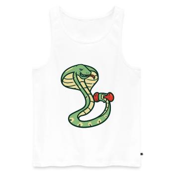 Bodybuilding Schlange fitness Hantel witzig - Männer Premium Bio Tank Top - Weiß - Vorne - Michal (187cm)
