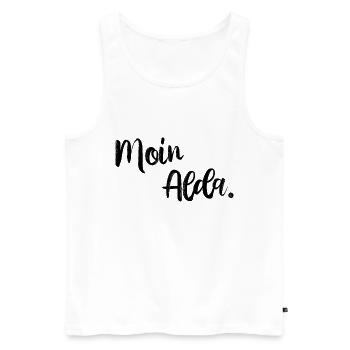 Moin Alda. Geschenk für Ostfriesen. - Männer Premium Bio Tank Top - Weiß - Vorne - AI Model Male 178 light (178cm)