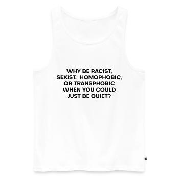 Leise - Männer Premium Bio Tank Top - Weiß - Vorne - Michal (187cm)