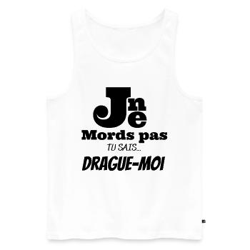 Je ne mords pas , drague-moi! - Débardeur bio Premium Homme - blanc - Devant - Michal (187cm)