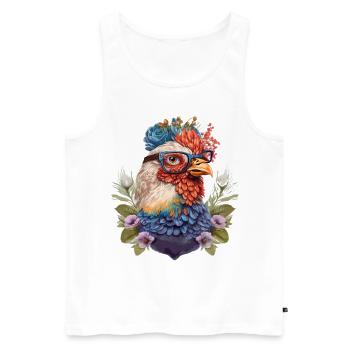 Lustige Henne - Männer Premium Bio Tank Top - Weiß - Vorne - Michal (187cm)
