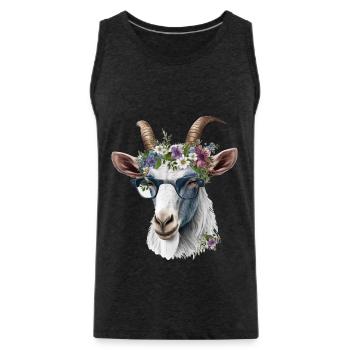 Chèvre fraîche - Débardeur bio Premium Homme - charbon - Devant - Alexander (188cm)