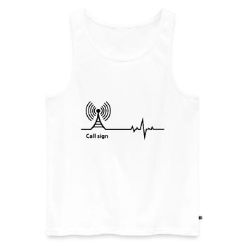Amateur Ham Radio Operator Heartbeat Dad Gift - Men's Premium Organic Tank Top - white - Front - AI Model Male 178 light (178cm)