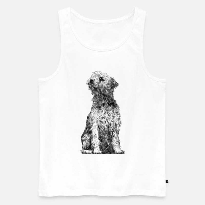 Sitzender Border Terrier Dog - Männer Premium Bio Tank Top - Weiß