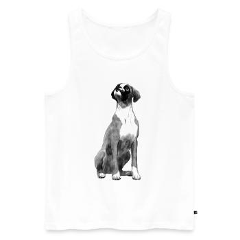 Sitzender Boxer Hund - Männer Premium Bio Tank Top - Weiß - Vorne - AI Model Male 178 light (178cm)