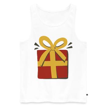 Weihnachtsgeschenk rotes Geschenk goldenes Band - Männer Premium Bio Tank Top - Weiß - Vorne - AI Model Male 178 light (178cm)