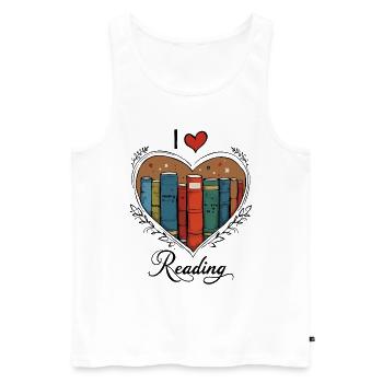I Love Reading Bookworm Heart - Men's Premium Organic Tank Top - white - Front - Michal (187cm)