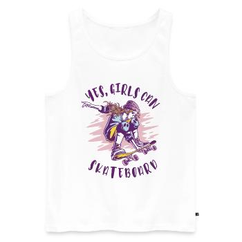 , les filles peuvent patiner - Skating Girls - Débardeur bio Premium Homme - blanc - Devant - AI Model Male 178 light (178cm)
