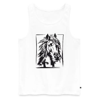 Cheval, équitation, dressage, dessin cadeau - Débardeur bio Premium Homme - blanc - Devant - Michal (187cm)