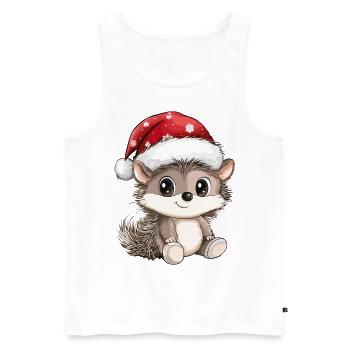 Hedgehog Christmas Cute Cute Xmas Christmassy - Men's Premium Organic Tank Top - white - Front - AI Model Male 178 light (178cm)