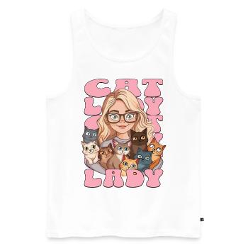 Chat Dame Chats Femme Fille J’aime les chats Drôle - Débardeur bio Premium Homme - blanc - Devant - AI Model Male 178 light (178cm)