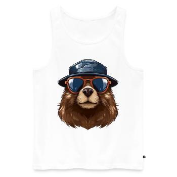 Urban Builder Beaver Streetwear | Beaver lovers - Men's Premium Organic Tank Top - white - Front - AI Model Male 178 light (178cm)