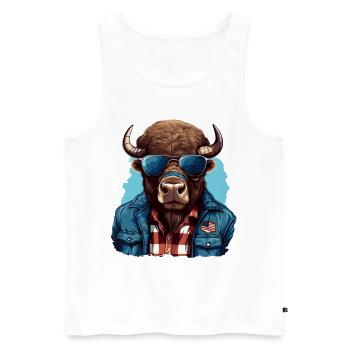 Bison d’Amérique de style de rue - Débardeur bio Premium Homme - blanc - Devant - AI Model Male 178 light (178cm)