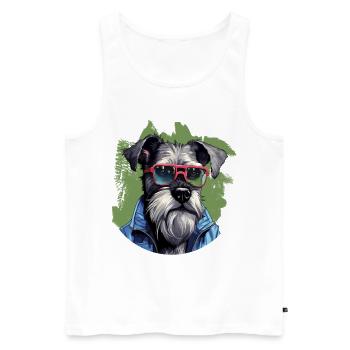 Streetwear Whiskers: Zwergschnauzer-Style - Männer Premium Bio Tank Top - Weiß - Vorne - Michal (187cm)