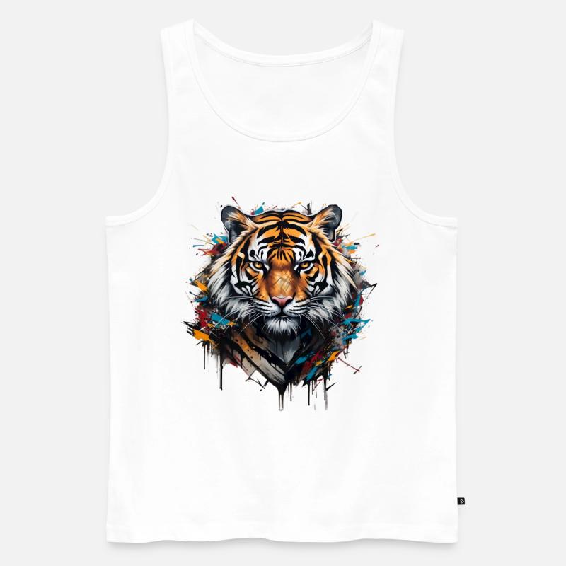 Mächtiger Tiger. Stärke im Graffiti-Stil. - Männer Premium Bio Tank Top - Weiß