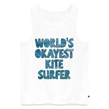 world's okayest kite surfer dunkelblau - Männer Premium Bio Tank Top - Weiß - Vorne - Michal (187cm)
