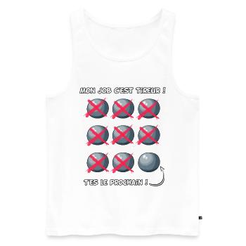 Profession tireur de boules - Débardeur bio Premium Homme - blanc - Devant - AI Model Male 178 light (178cm)