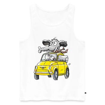 Elefantenrollschuh - Auto - Männer Premium Bio Tank Top - Weiß - Vorne - Michal (187cm)