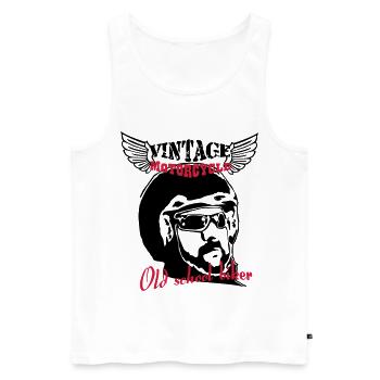 Old Biker Motorcycle 1 - Männer Premium Bio Tank Top - Weiß - Vorne - Michal (187cm)