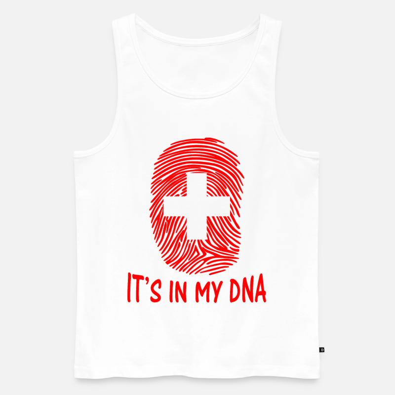drapeau de la Suisse c'est dans mon ADN Schweiz Suisse - Débardeur bio Premium Homme - blanc