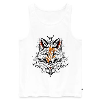 Tribal renard symbole tatouage animal des bois - Débardeur bio Premium Homme - blanc - Devant - Michal (187cm)