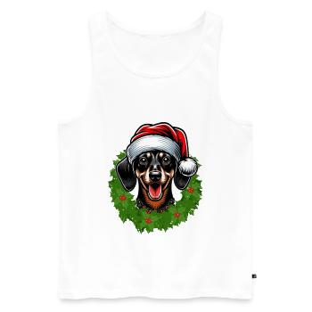 Noël et teckel | Festif pour les amoureux des chiens - Débardeur bio Premium Homme - blanc - Devant - AI Model Male 178 light (178cm)