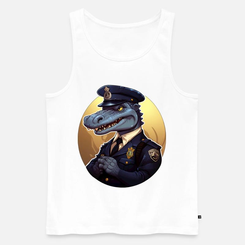 Krokodil Polizist - Männer Premium Bio Tank Top - Weiß