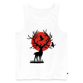 The Black Deer and the Red Sun - Men's Premium Organic Tank Top - white - Front - AI Model Male 178 light (178cm)