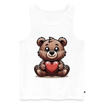 Valentine's Day Cuddly Bear: Cute Brown Teddy - Men's Premium Organic Tank Top - white - Front - Michal (187cm)