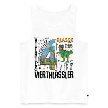 T-Rex Dino de 4e année - Débardeur bio Premium Homme - blanc - Devant - AI Model Male 178 light (178cm)