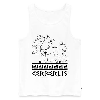 Black Cerberus Wolf Dog - Men's Premium Organic Tank Top - white - Front - AI Model Male 178 light (178cm)