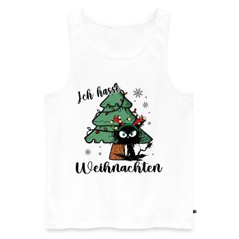 Ich Hasse Weihnachten Katze Weihnachtsbaum - Männer Premium Bio Tank Top - Weiß - Vorne - Michal (187cm)