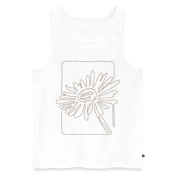 Fleur d’art linéaire minimaliste - Débardeur bio Premium Homme - blanc - Devant - AI Model Male 178 light (178cm)