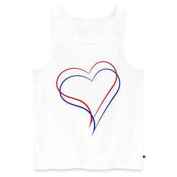 Ein rotes und ein blaues Herz zusammen - Männer Premium Bio Tank Top - Weiß - Vorne - Michal (187cm)