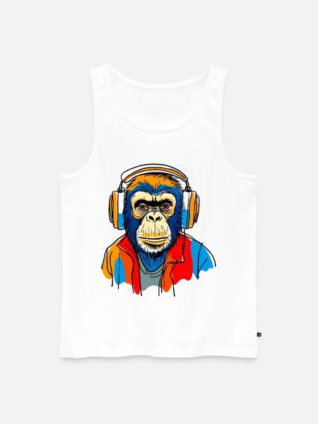 Singe avec casque - Débardeur bio Premium Homme - blanc