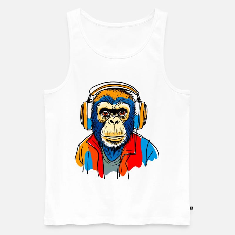 Monkey with headphones - Men's Premium Organic Tank Top - white