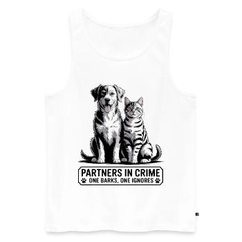 Duo chien et chat - Débardeur bio Premium Homme - blanc - Devant - Michal (187cm)