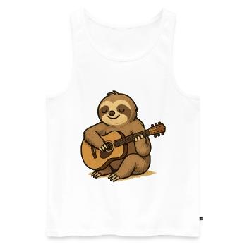 Le paresseux détendu avec une guitare - Débardeur bio Premium Homme - blanc - Devant - AI Model Male 178 light (178cm)