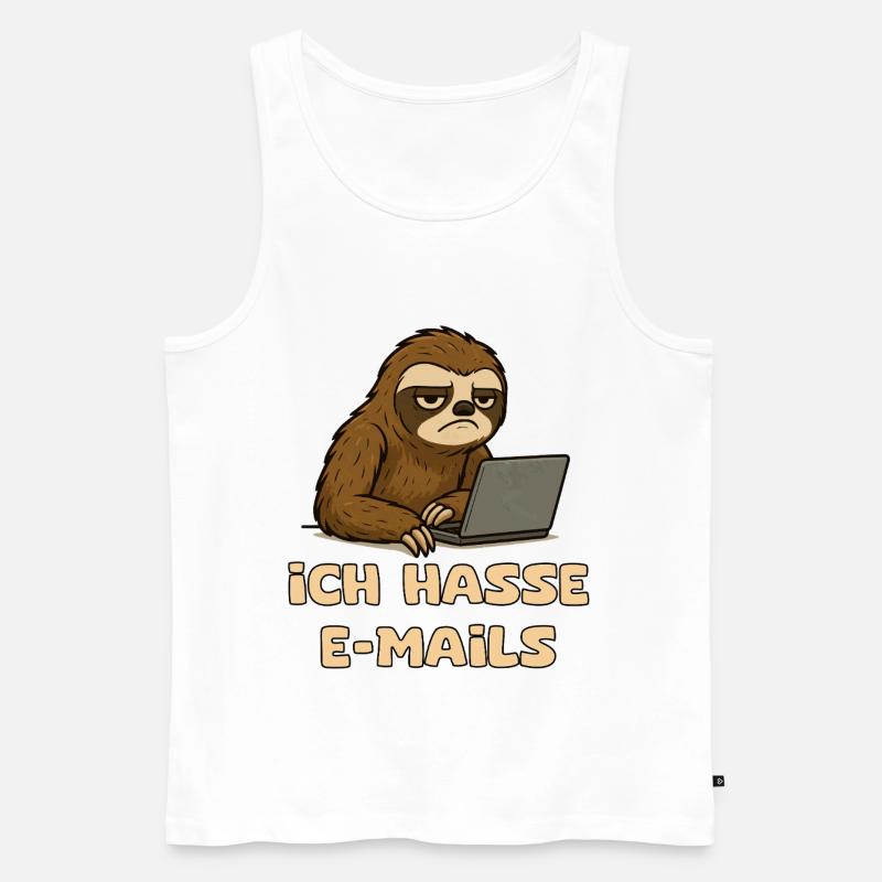 Lässiger Faultier-Design mit E-Mail-Sarkasmus - Männer Premium Bio Tank Top - Weiß