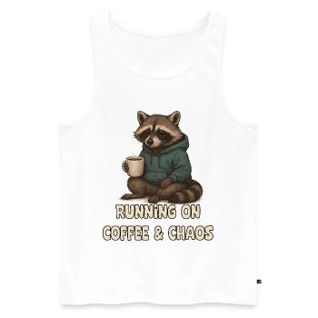 Raccoon with coffee - Men's Premium Organic Tank Top - white - Front - Michal (187cm)