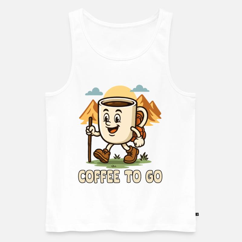 Abenteuerlicher Kaffeetraum Wanderdesign - Männer Premium Bio Tank Top - Weiß