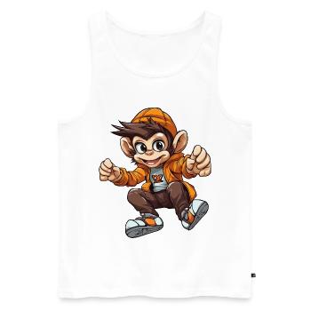 Héros singe joyeux en sweat à capuche orange - Débardeur bio Premium Homme - blanc - Devant - Michal (187cm)