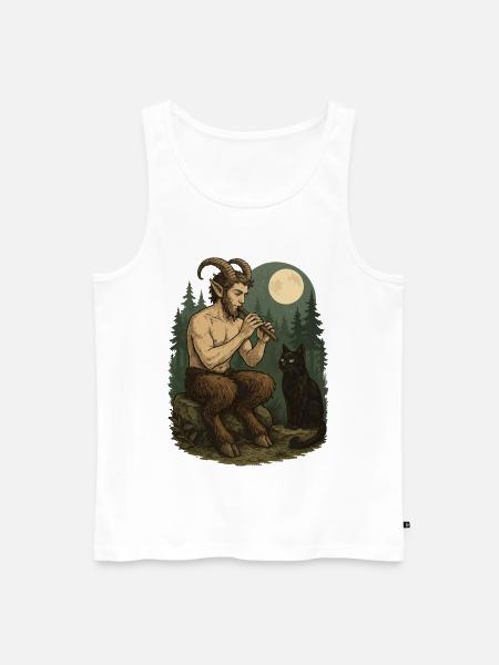 Nachtwald Dämon Flöte Faun - Männer Premium Bio Tank Top - Weiß