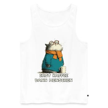 First coffee, then people Cat - Men's Premium Organic Tank Top - white - Front - Michal (187cm)